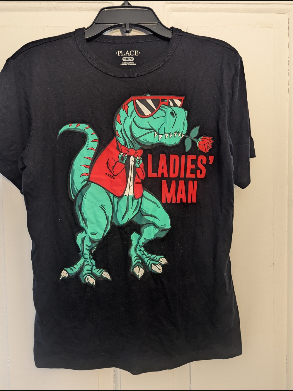 The Children's Place 'Ladies' Man' Dino Graphic Tee - Black with Teal & Red
